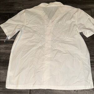 Old Navy White Men's Shirt with Embroidered Sun Design